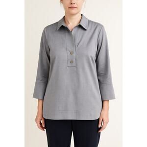 Hinson Wu Aileen Luxe Cotton Button Back Popover Shirt Tahitian Pearl Size 6 NWT